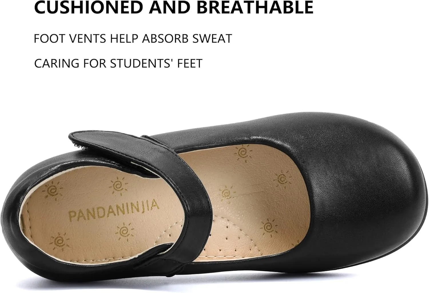 PANDANINJIA Girls Mary Jane School Uniform Dress Shoes Girl Flats for Toddler Little Big Kids