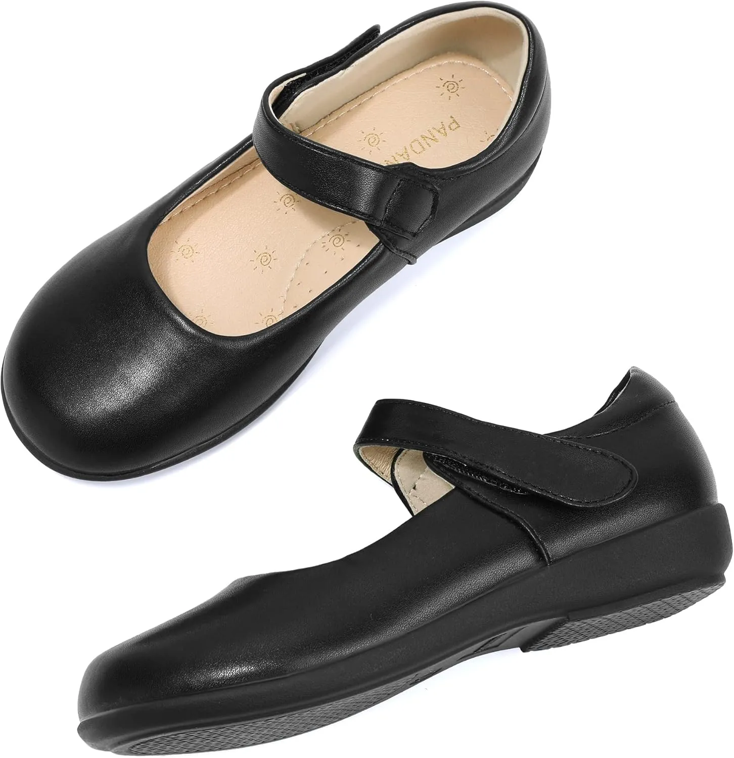 PANDANINJIA Girls Mary Jane School Uniform Dress Shoes Girl Flats for Toddler Little Big Kids