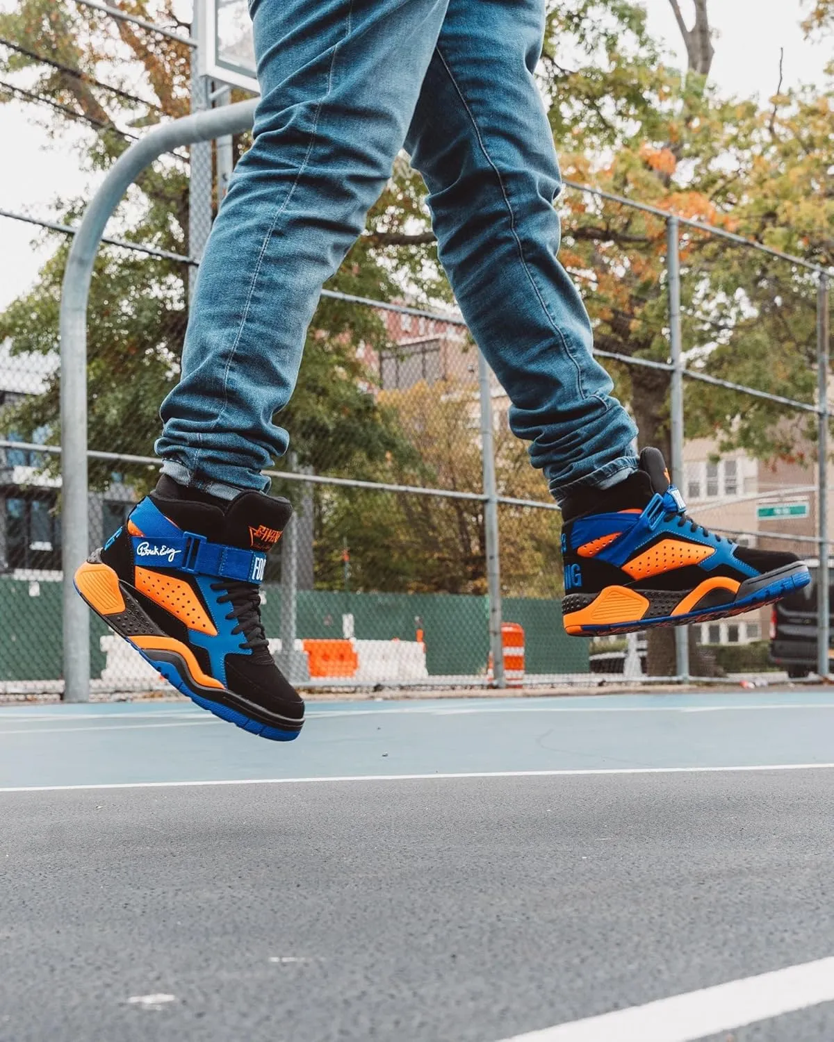PATRICK EWING Athletics Focus Black Orange Blue OG – Retro High-Top Basketball Sneakers