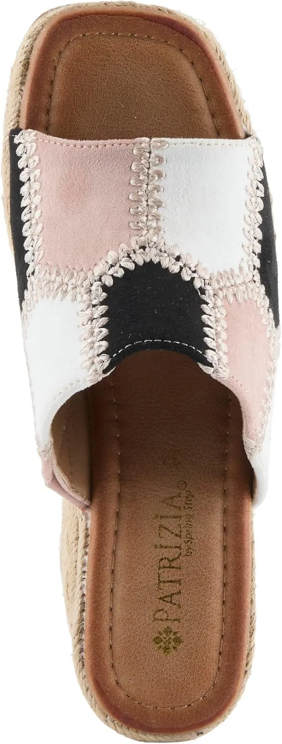 PATRIZIA Women's EVOLET Slide Sandals - Square Toe, Color Block Design, Jute Braided Platform, 4" Heel