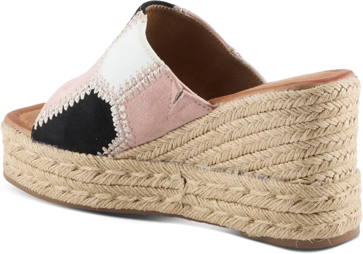 PATRIZIA Women's EVOLET Slide Sandals - Square Toe, Color Block Design, Jute Braided Platform, 4" Heel