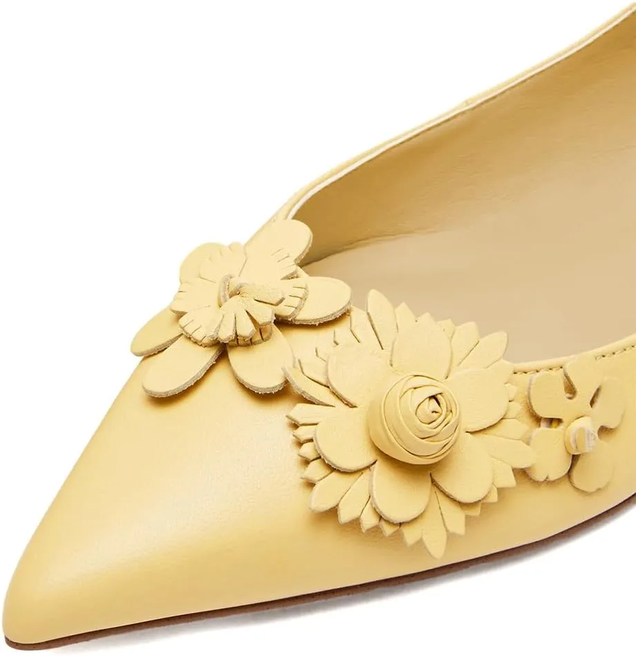 Pazzion Women Comfortable Closed Pointy Toe Ballet Flats Flowers Slip On Solid Pumps Versatile Shopping Dating Dance Shoes Size 4-16 US