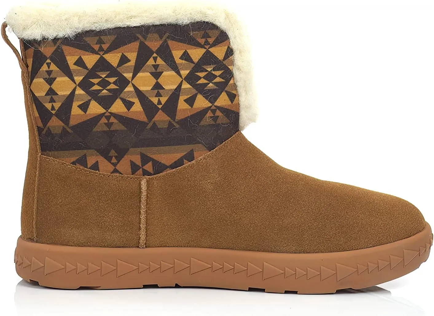 PENDLETON Women's Cabin Fold-Down Shearling Lined Winter Snow Boot, Suede Sheepskin Non-Skid Ice Anti-Slip