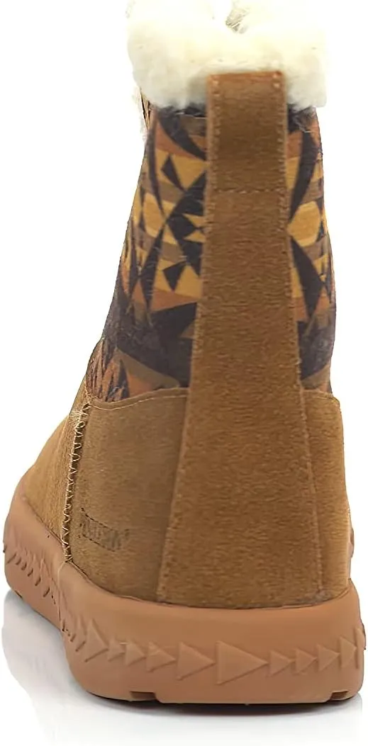PENDLETON Women's Cabin Fold-Down Shearling Lined Winter Snow Boot, Suede Sheepskin Non-Skid Ice Anti-Slip