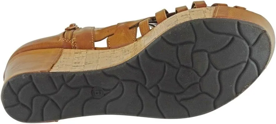 Pierre Dumas Women's Natural-1 Vegan Leather Criss Cross Strappy Wedge Platform Sandals