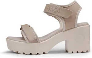 Pineapple Leather Heels for Women Open Toe Lug Sole Platform Fashion Block Heel Sandals for Vegan