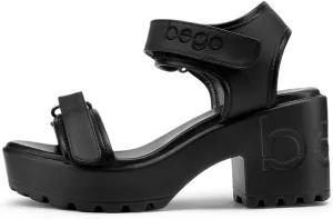 Pineapple Leather Heels for Women Open Toe Lug Sole Platform Fashion Block Heel Sandals for Vegan