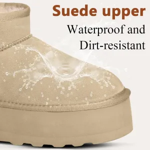 Platform Mini Boot For Women Short Ankle Boot Fur Fleece Lined Sneakers Snow Platform Anti-Slip Boot For Outdoor