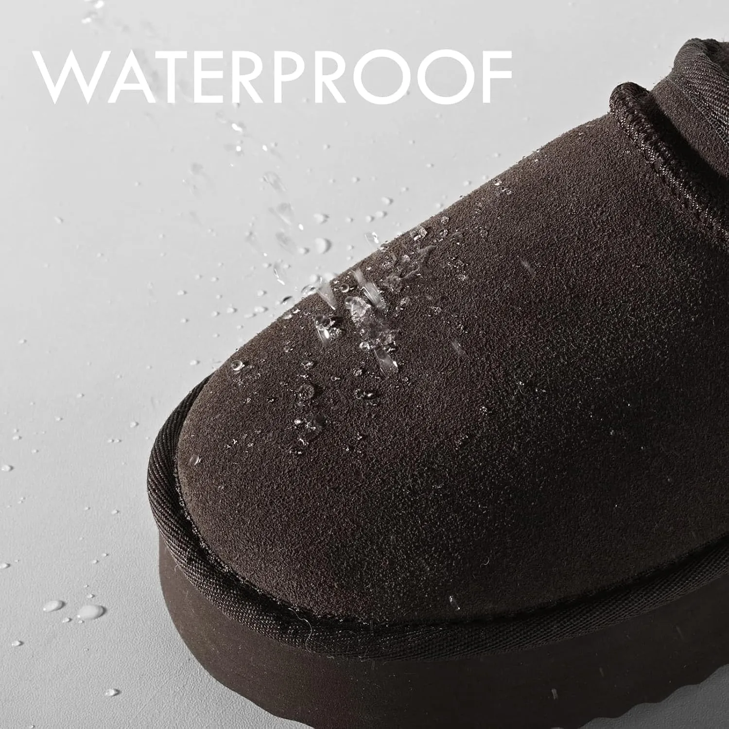 Platform Slippers for Women Genuine Suede Ankle Snow Boots Indoor Outdoor Winter Fur Slip On Mules