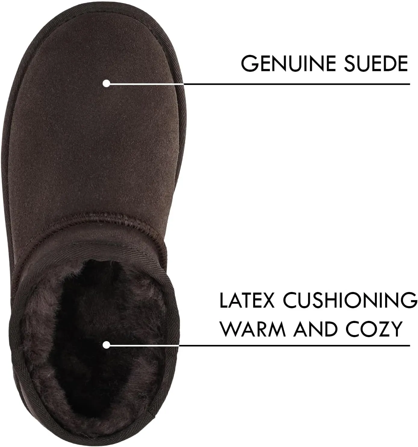 Platform Slippers for Women Genuine Suede Ankle Snow Boots Indoor Outdoor Winter Fur Slip On Mules