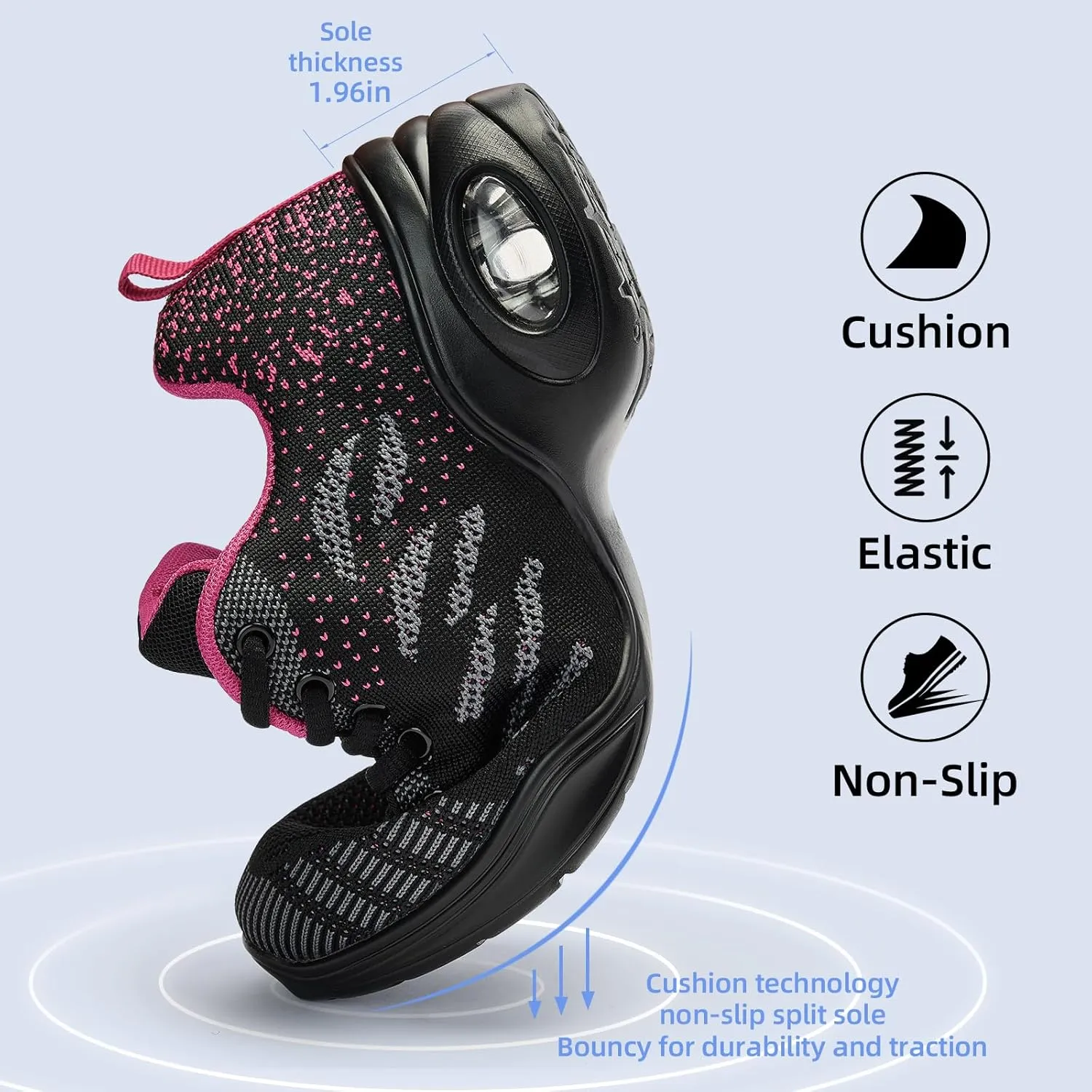 PPQ Women's Jazz Shoes Lace-up Sneakers Modern Dance Shoes Air Cushion Platform Walking Dance Shoes