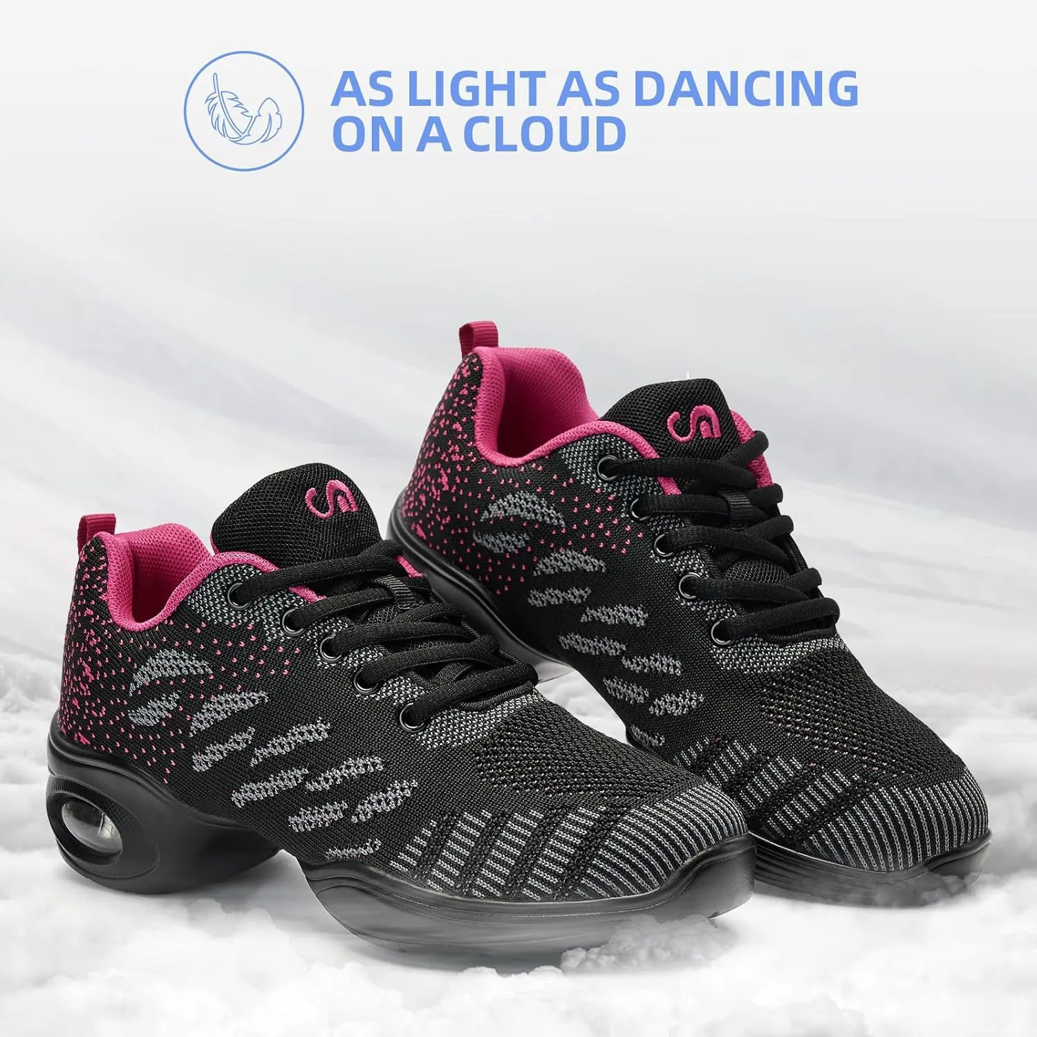 PPQ Women's Jazz Shoes Lace-up Sneakers Modern Dance Shoes Air Cushion Platform Walking Dance Shoes