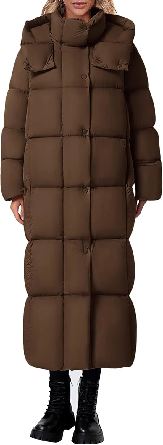 PRETTYGARDEN Women's Winter Long Puffer Coats Hooded Zip Up Casual Thickened Down Jackets Trendy Warm Clothes Outerwear
