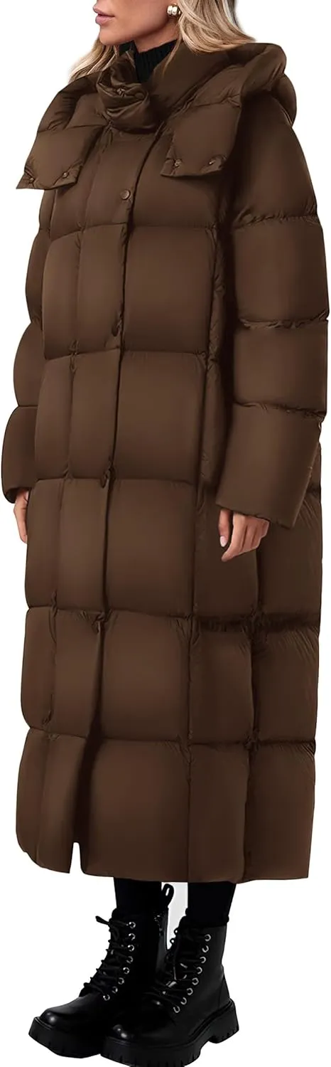 PRETTYGARDEN Women's Winter Long Puffer Coats Hooded Zip Up Casual Thickened Down Jackets Trendy Warm Clothes Outerwear