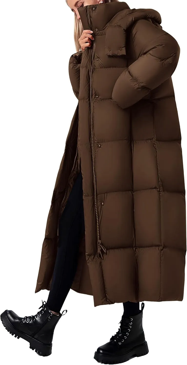 PRETTYGARDEN Women's Winter Long Puffer Coats Hooded Zip Up Casual Thickened Down Jackets Trendy Warm Clothes Outerwear