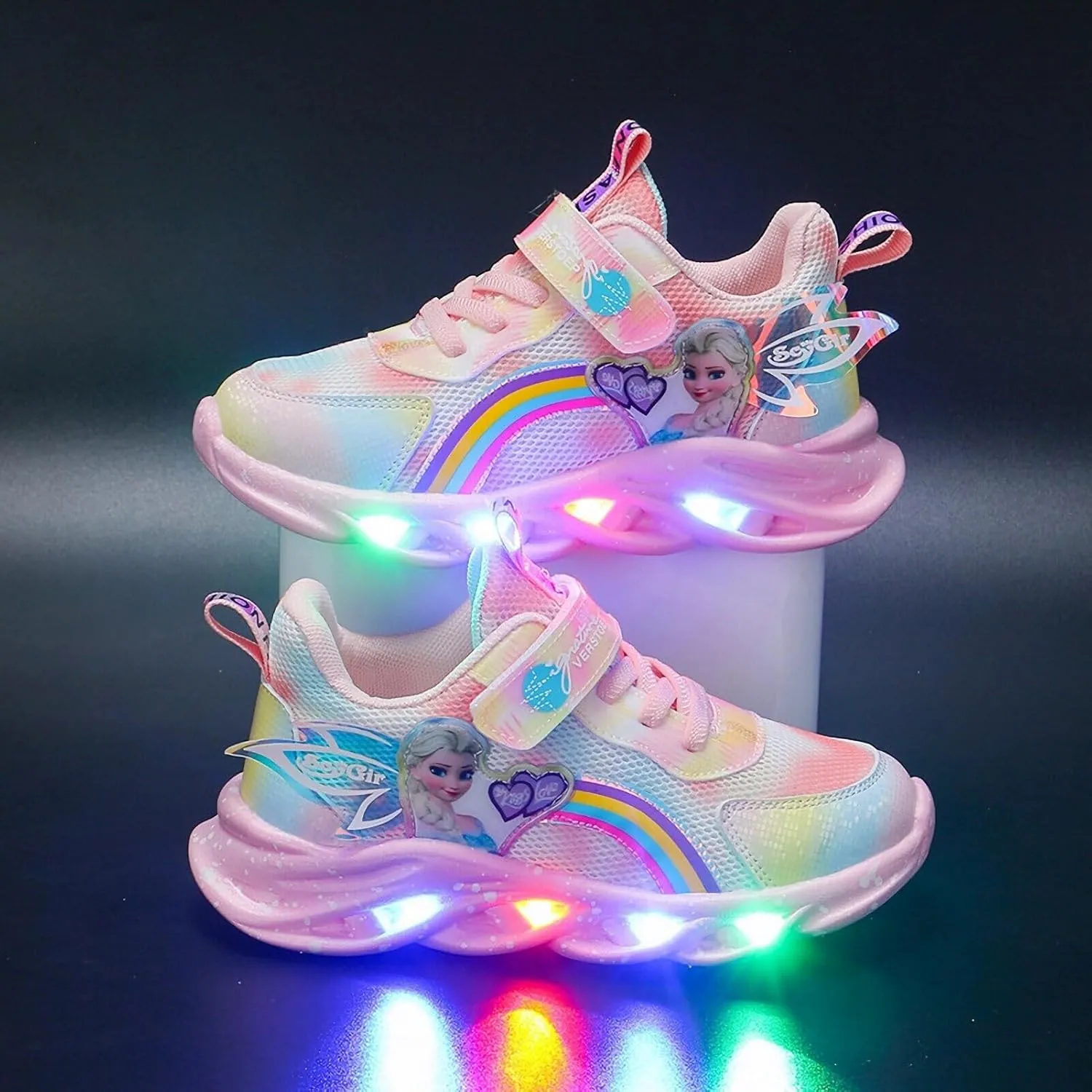 Princess Sneakers for Girls Light Up Shoes Zapatos para Niñas Baby Toddler Shoes Birthday Tenis para Niñas Xmas