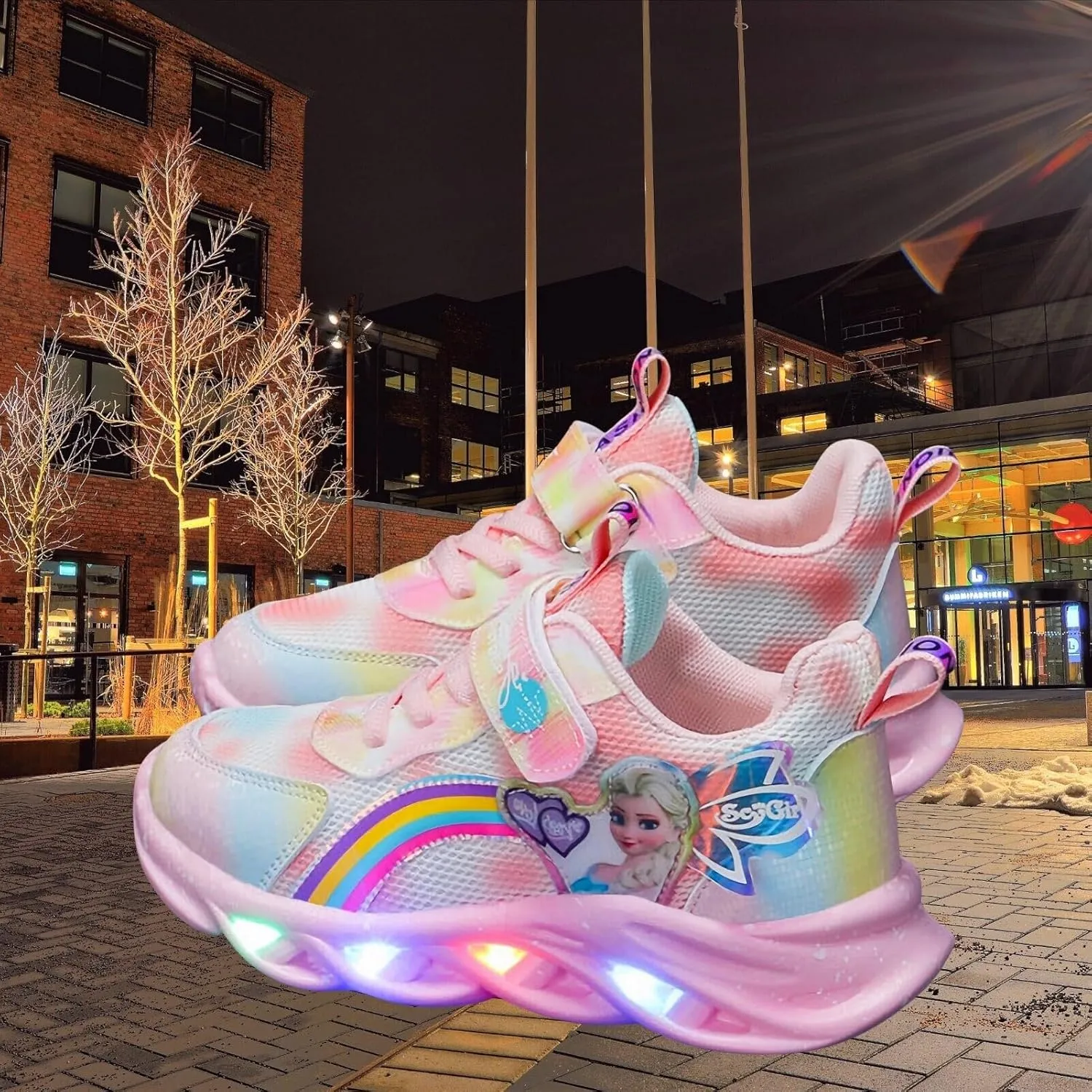 Princess Sneakers for Girls Light Up Shoes Zapatos para Niñas Baby Toddler Shoes Birthday Tenis para Niñas Xmas