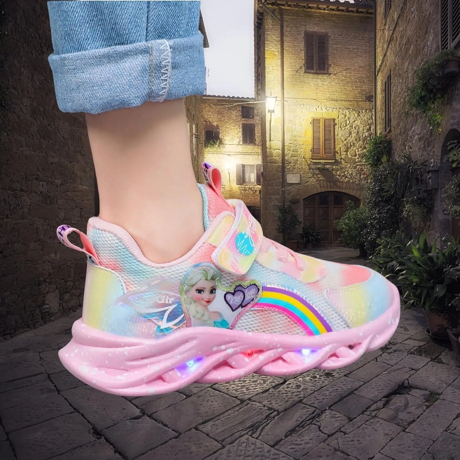 Princess Sneakers for Girls Light Up Shoes Zapatos para Niñas Baby Toddler Shoes Birthday Tenis para Niñas Xmas