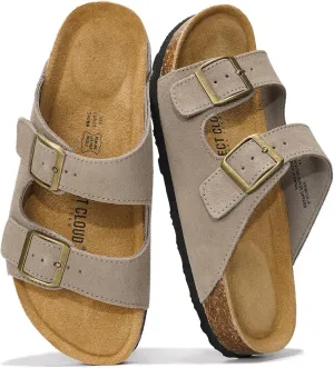Project Cloud Genuine Leather Flat Sandals Women 2025 Beach Essentials Womens Sandals Memory Foam Vacation Essentials Slides for Women Footwear (Venita)