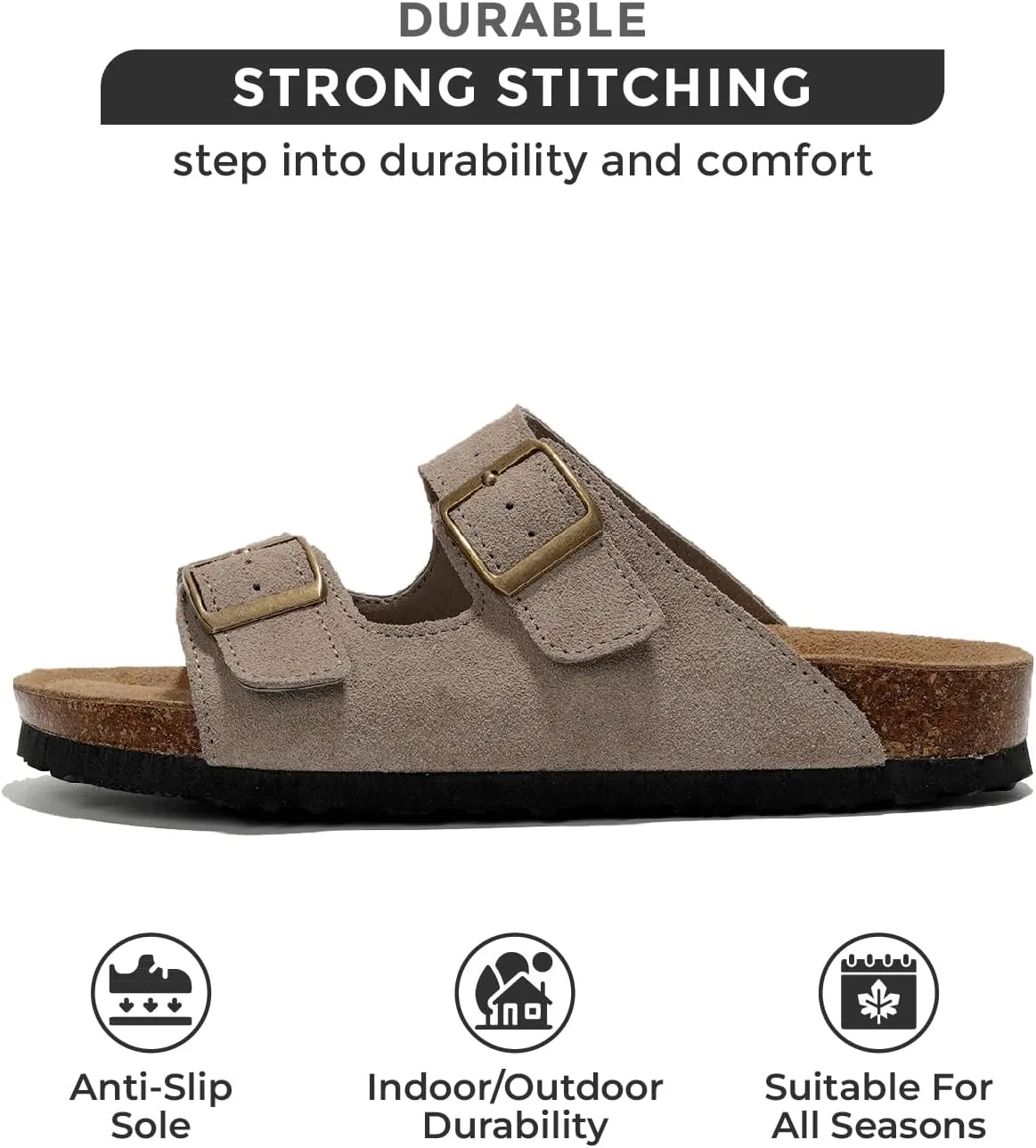 Project Cloud Genuine Leather Flat Sandals Women 2025 Beach Essentials Womens Sandals Memory Foam Vacation Essentials Slides for Women Footwear (Venita)