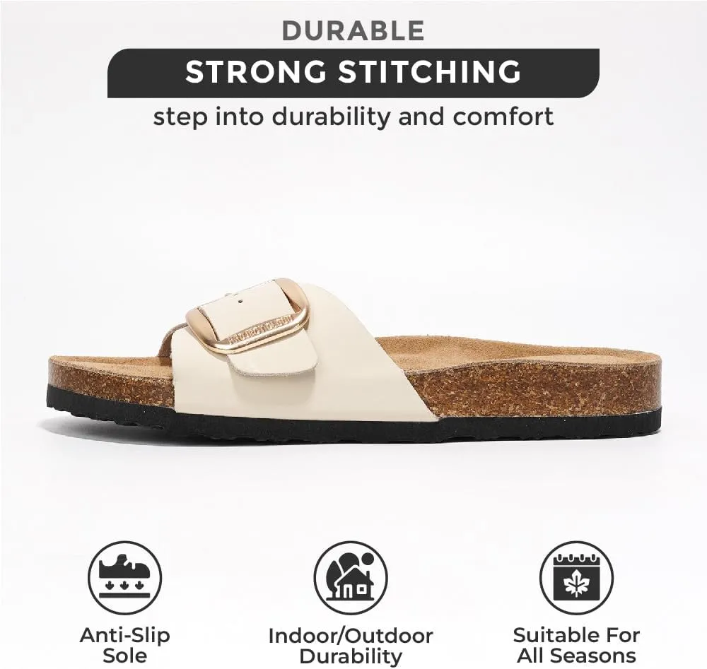 Project Cloud Genuine Leather Sandals Women Dressy Summer Beach Essentials - Flip Flops & Slides with Memory Foam Insole Womens Sandals Comfortable Footwear