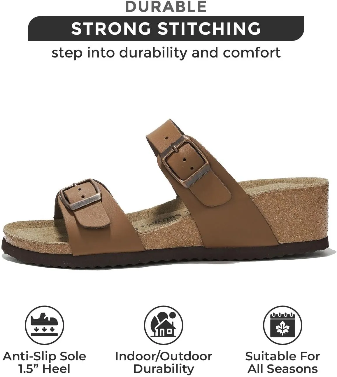 Project Cloud Genuine Leather Womens Sandals Wedge - Wedge Sandals & Slippers - Memory Foam Women Footwear Beach Essentials, Non-Slip Sandals for Women 2025