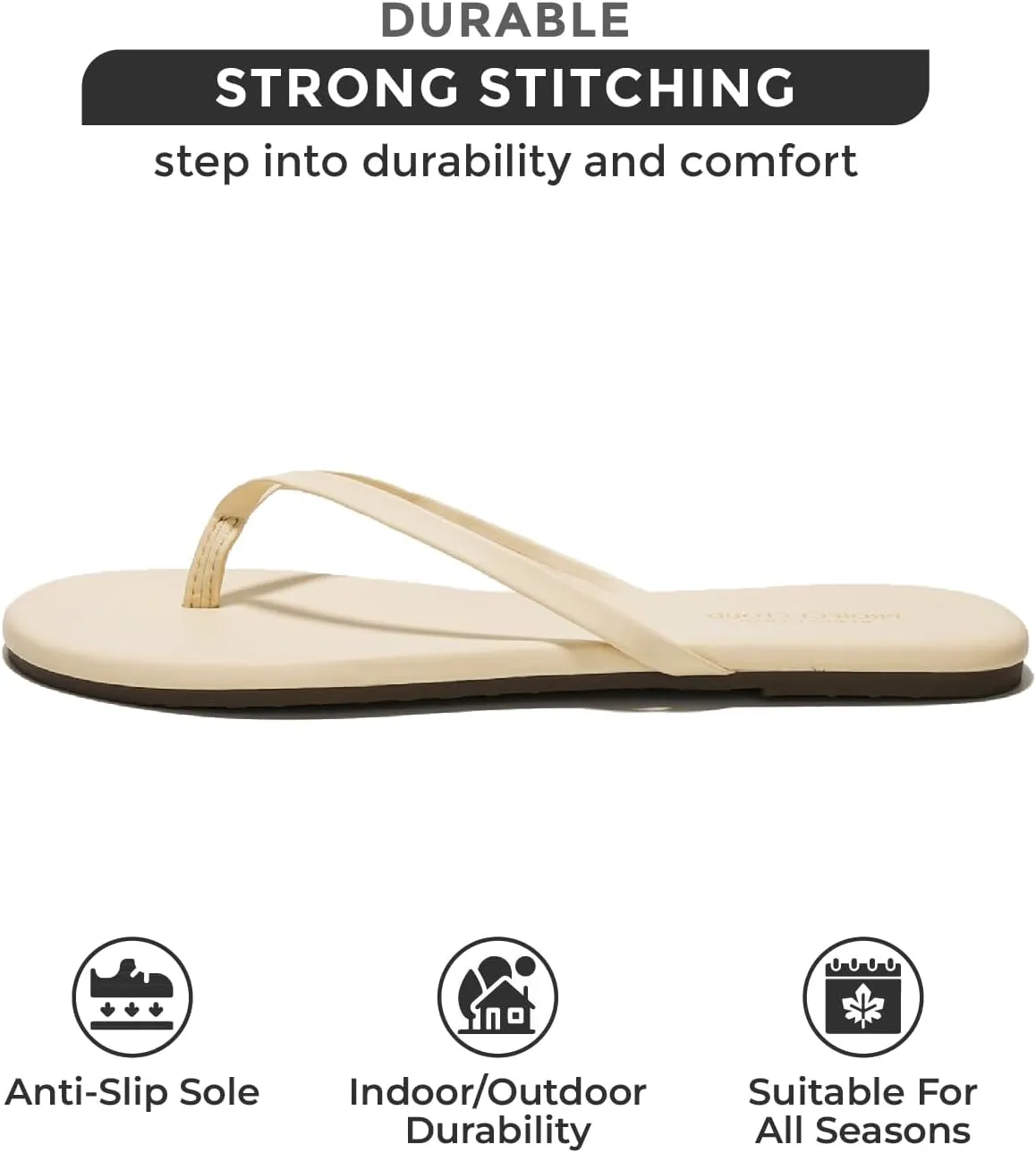 Project Cloud Vegan Leather Flip Flops for Women Footwear - Memory Foam Flats Sandals for Women 2025 - Lightweight Sandals Summer Beach Essentials Slides (Foundations)