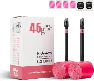 RideNow Bike Tire Tube for Road/MTB/Fatbike/Gravel/BMX, Bike Inner Tube with 45/65/85mm Presta Valves, Ultra-Light & Puncture Resistant TPU Inner Tube(Include Patch Repair Kits)