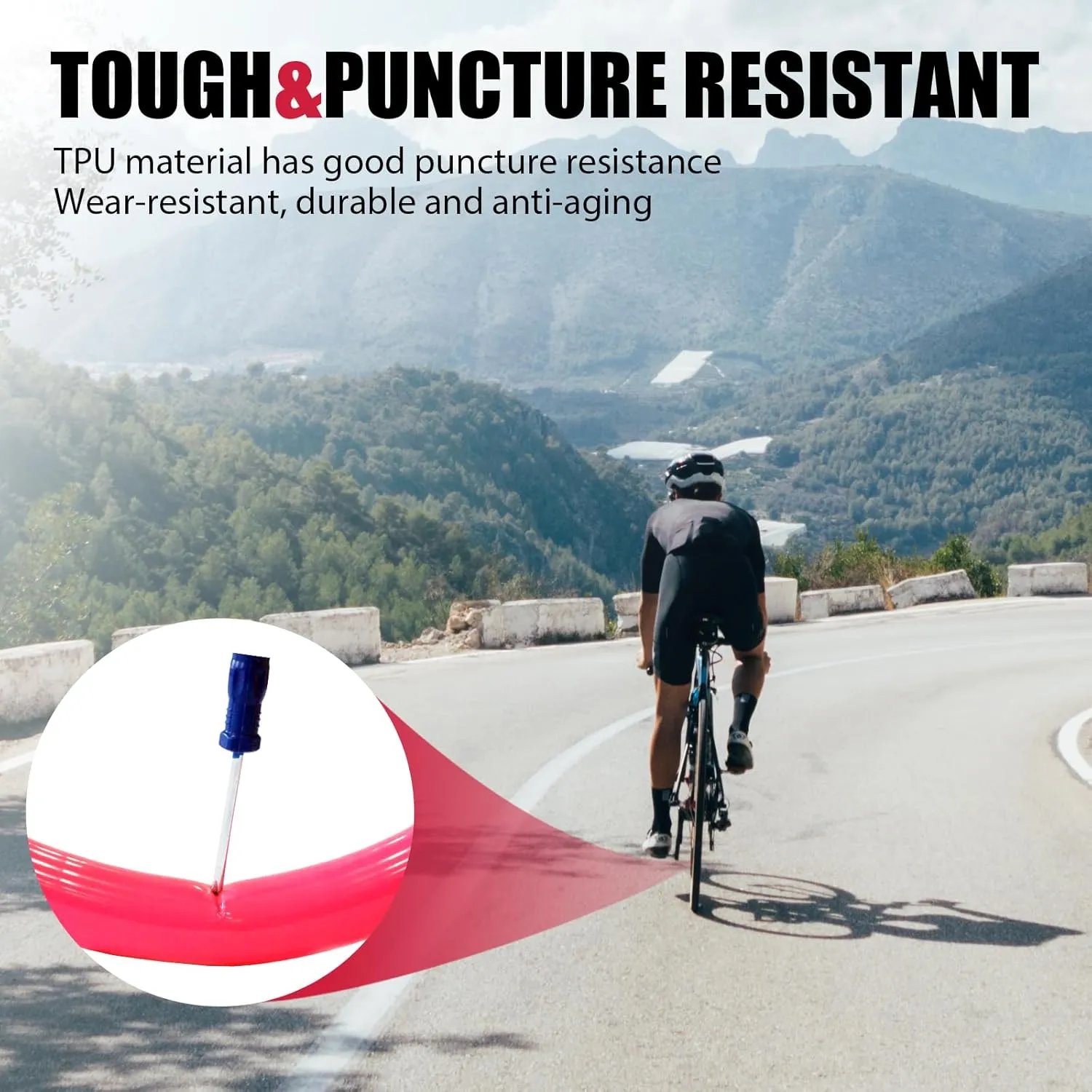 RideNow Bike Tire Tube for Road/MTB/Fatbike/Gravel/BMX, Bike Inner Tube with 45/65/85mm Presta Valves, Ultra-Light & Puncture Resistant TPU Inner Tube(Include Patch Repair Kits)