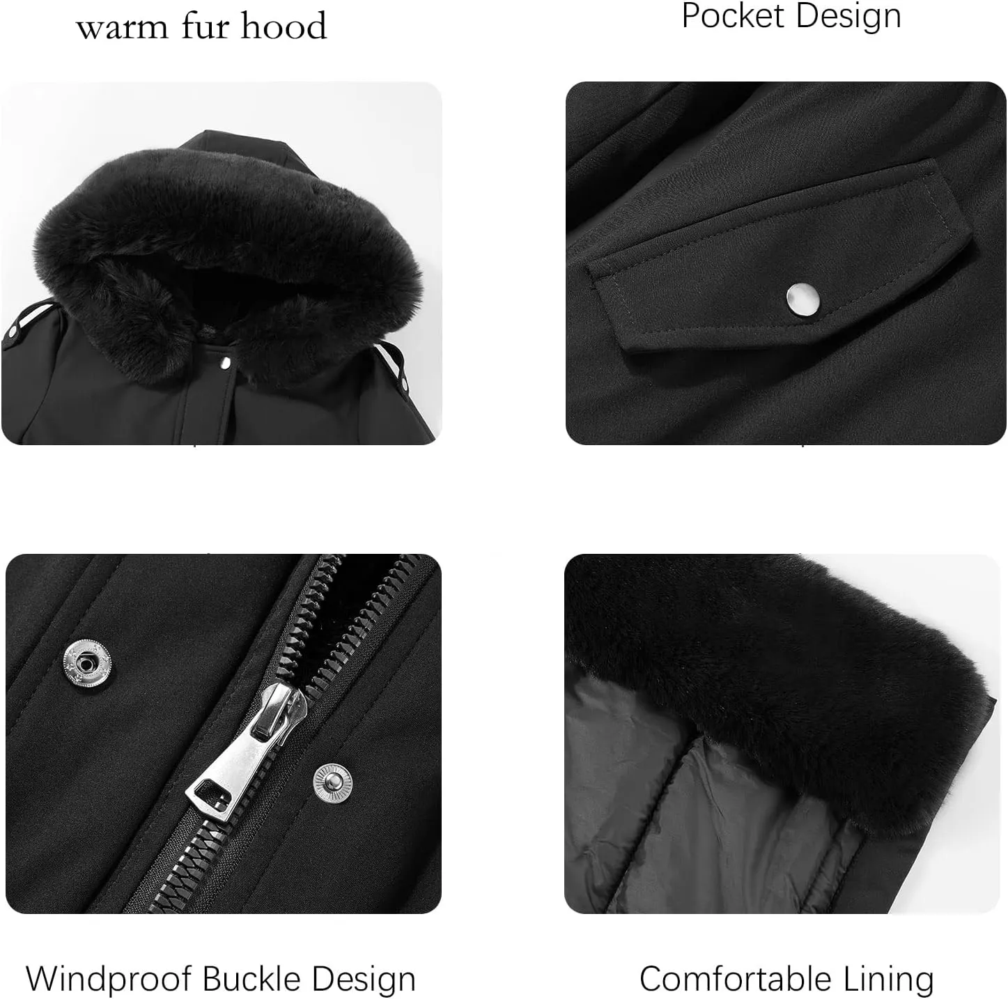 RISISSIDA Puffer Jacket Women Winter Fur Lined Coat with Long Fur Collar Hooded Cold-resistant, Warm Bubble Overcoat