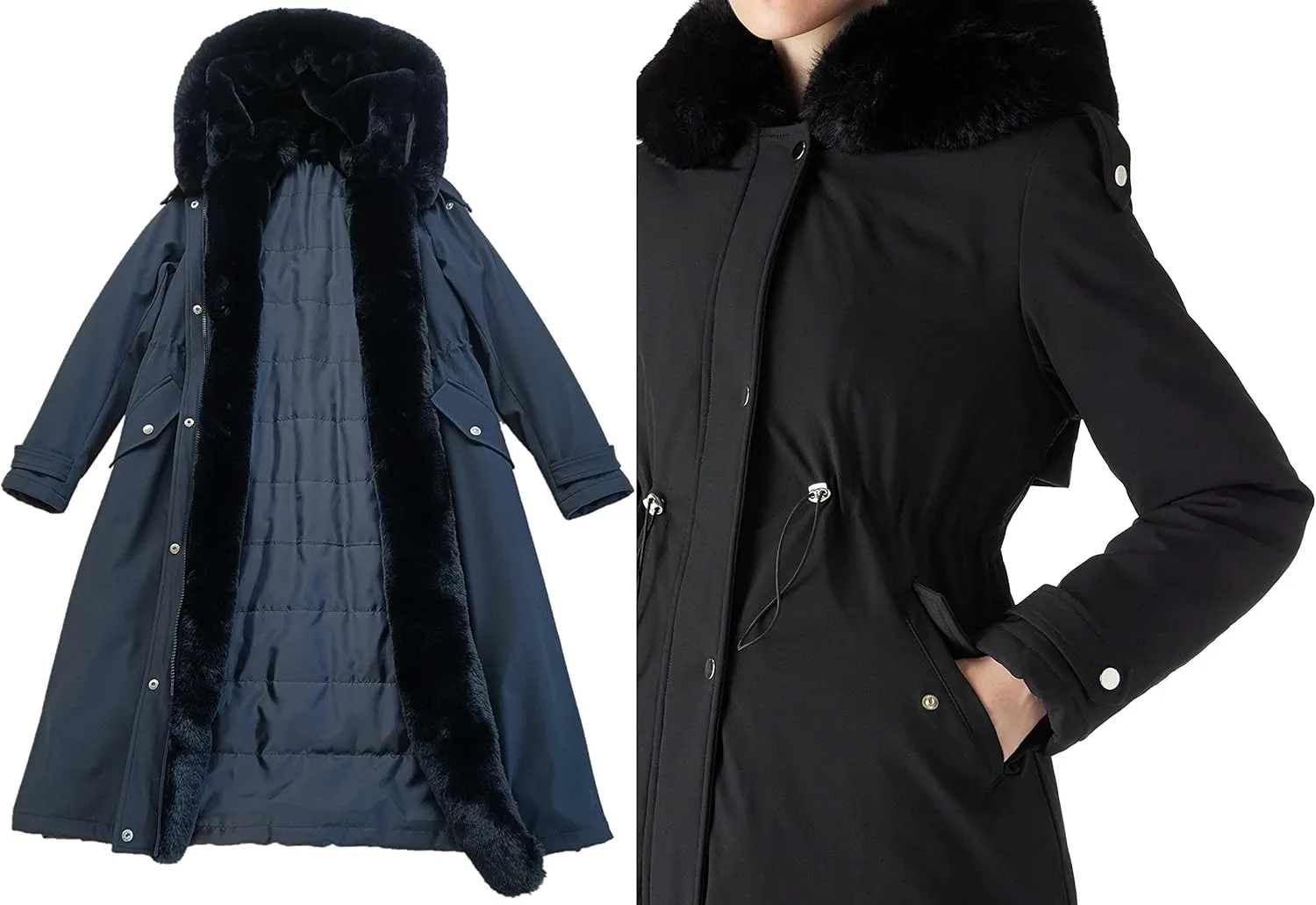 RISISSIDA Puffer Jacket Women Winter Fur Lined Coat with Long Fur Collar Hooded Cold-resistant, Warm Bubble Overcoat