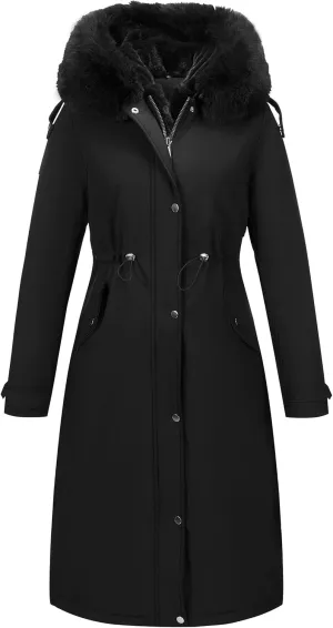 RISISSIDA Puffer Jacket Women Winter Fur Lined Coat with Long Fur Collar Hooded Cold-resistant, Warm Bubble Overcoat