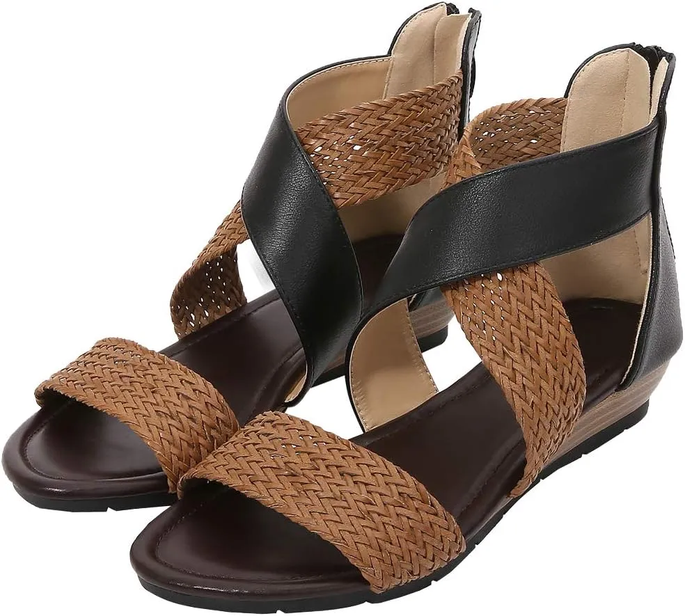 rismart Sandals for Women Open Toe Gladiator Criss Cross-Design Summer Sandals