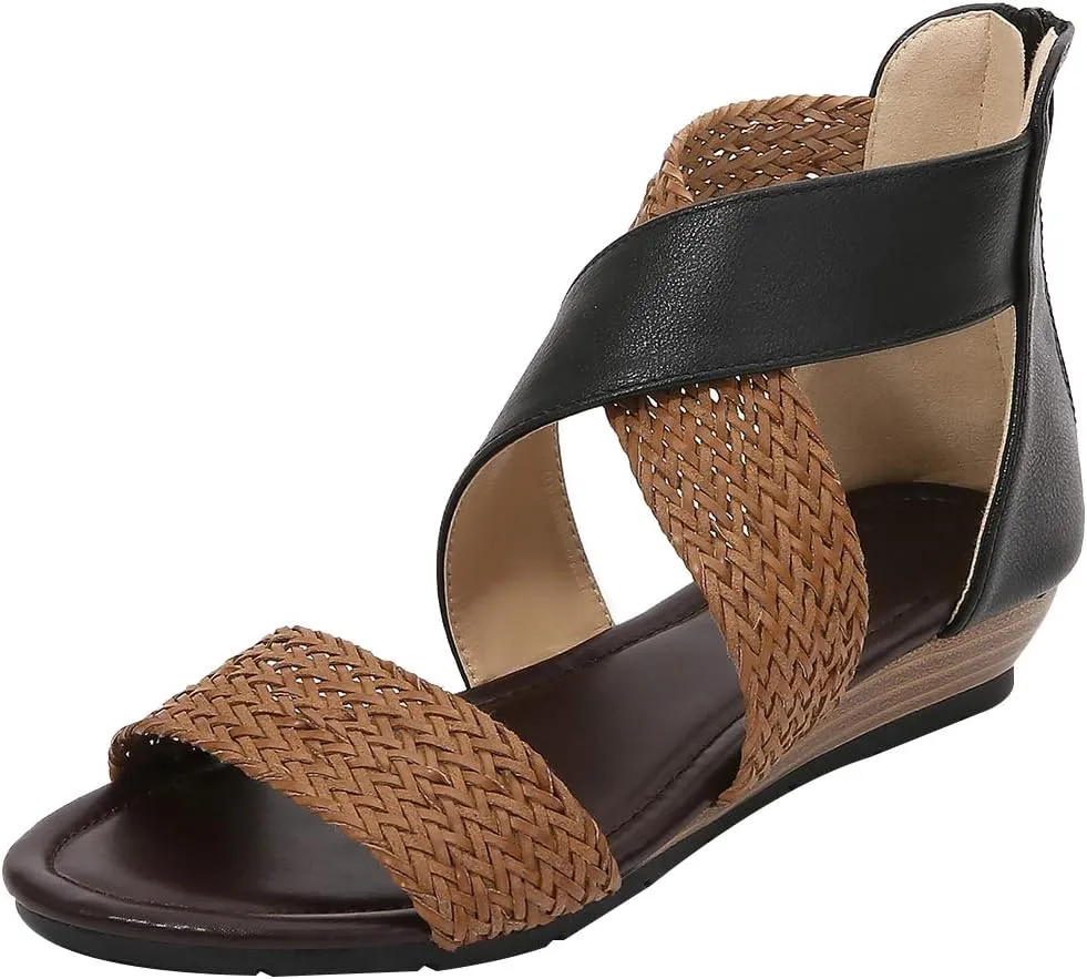 rismart Sandals for Women Open Toe Gladiator Criss Cross-Design Summer Sandals
