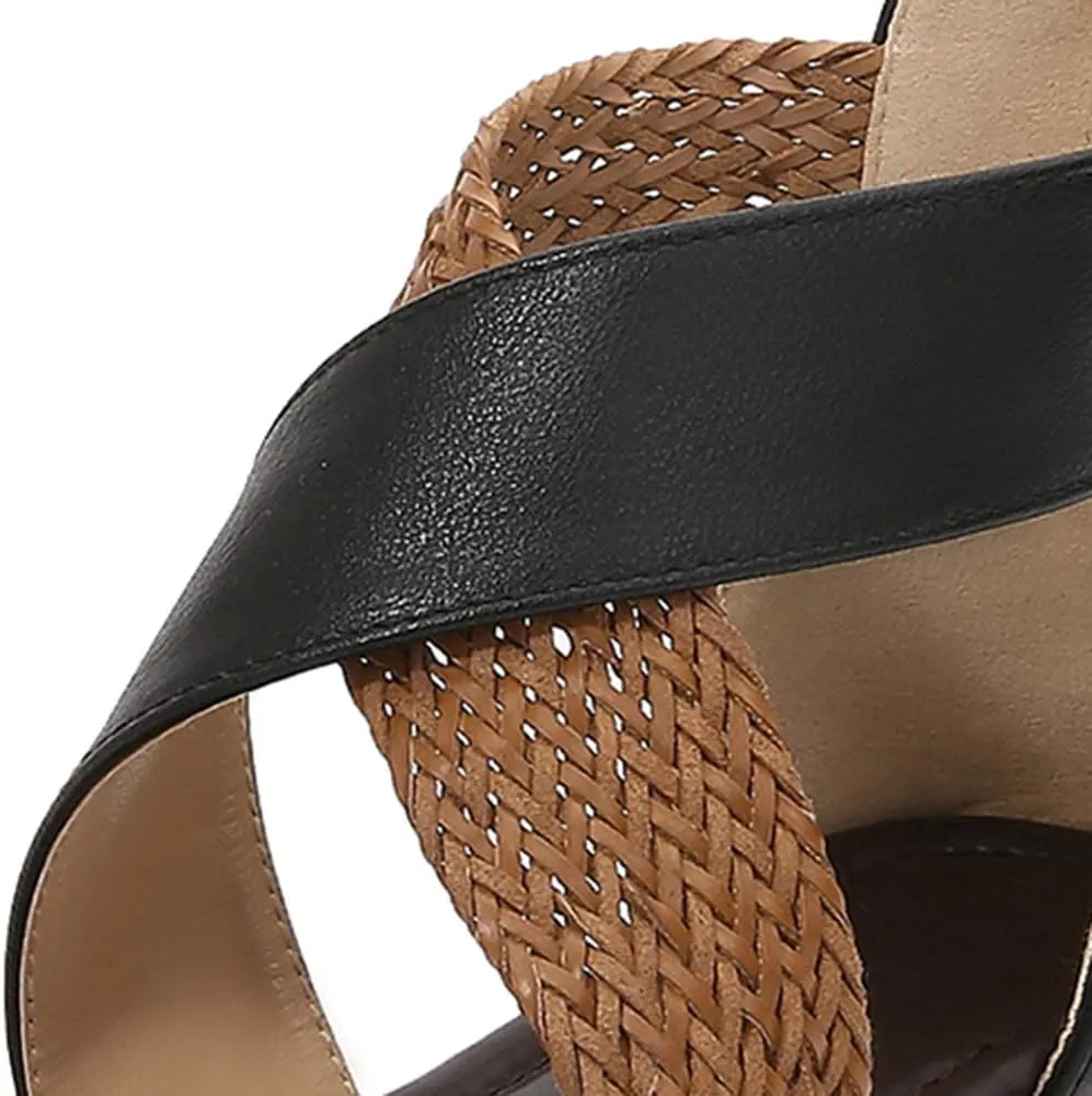 rismart Sandals for Women Open Toe Gladiator Criss Cross-Design Summer Sandals