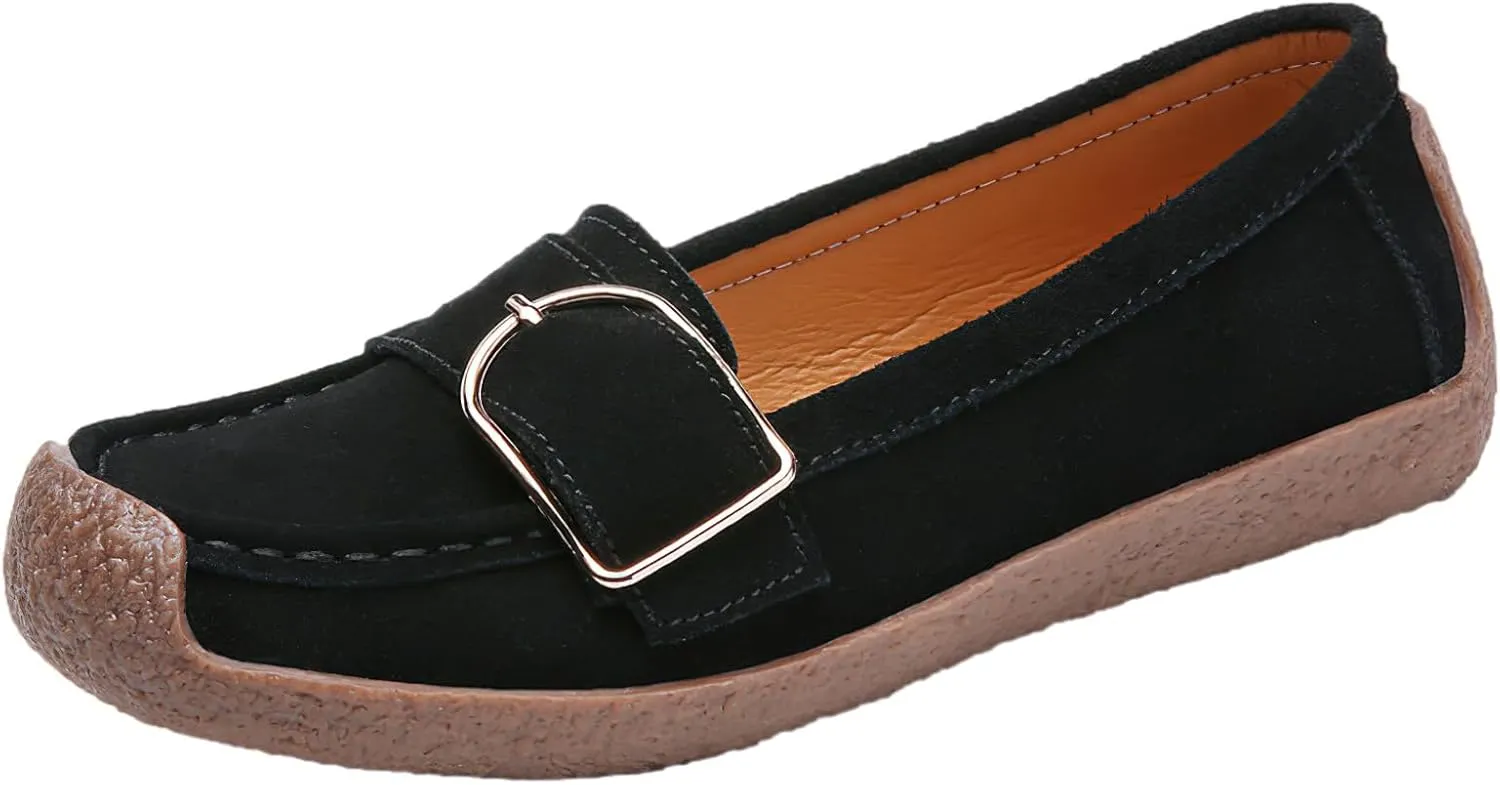 rismart Women's Slip On Suede Loafers Driving Flats Casual Shoes
