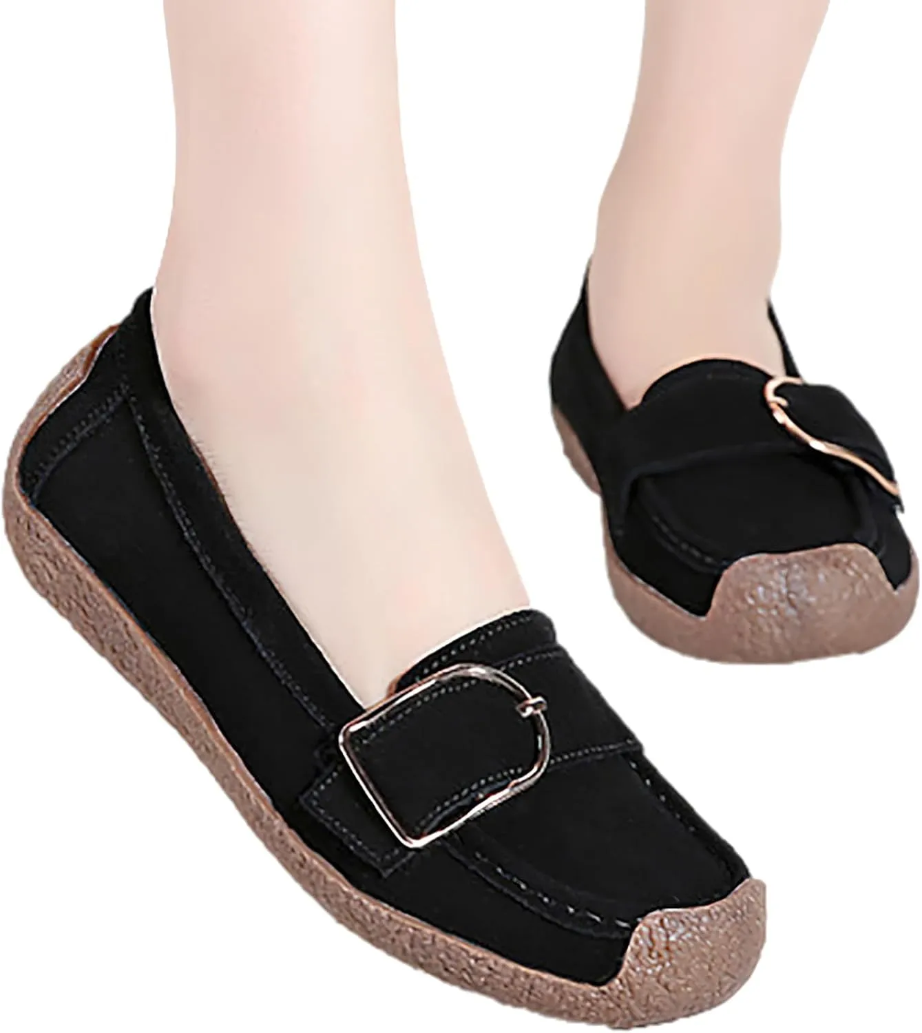 rismart Women's Slip On Suede Loafers Driving Flats Casual Shoes