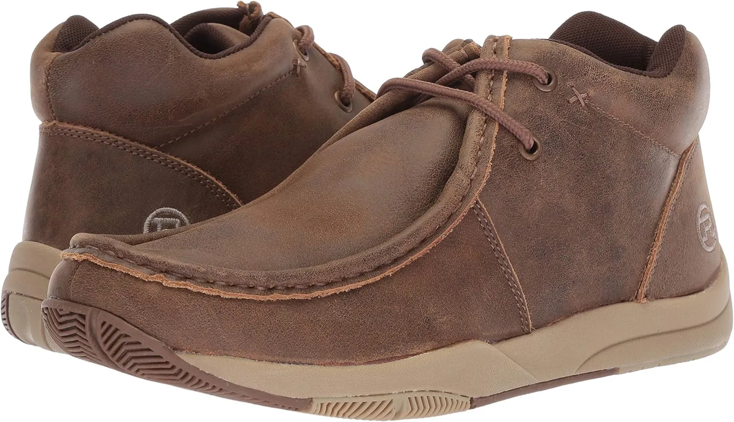 ROPER Mens Clearcut Embossed Textured Round Toe Chukka Casual Boots Ankle - Brown