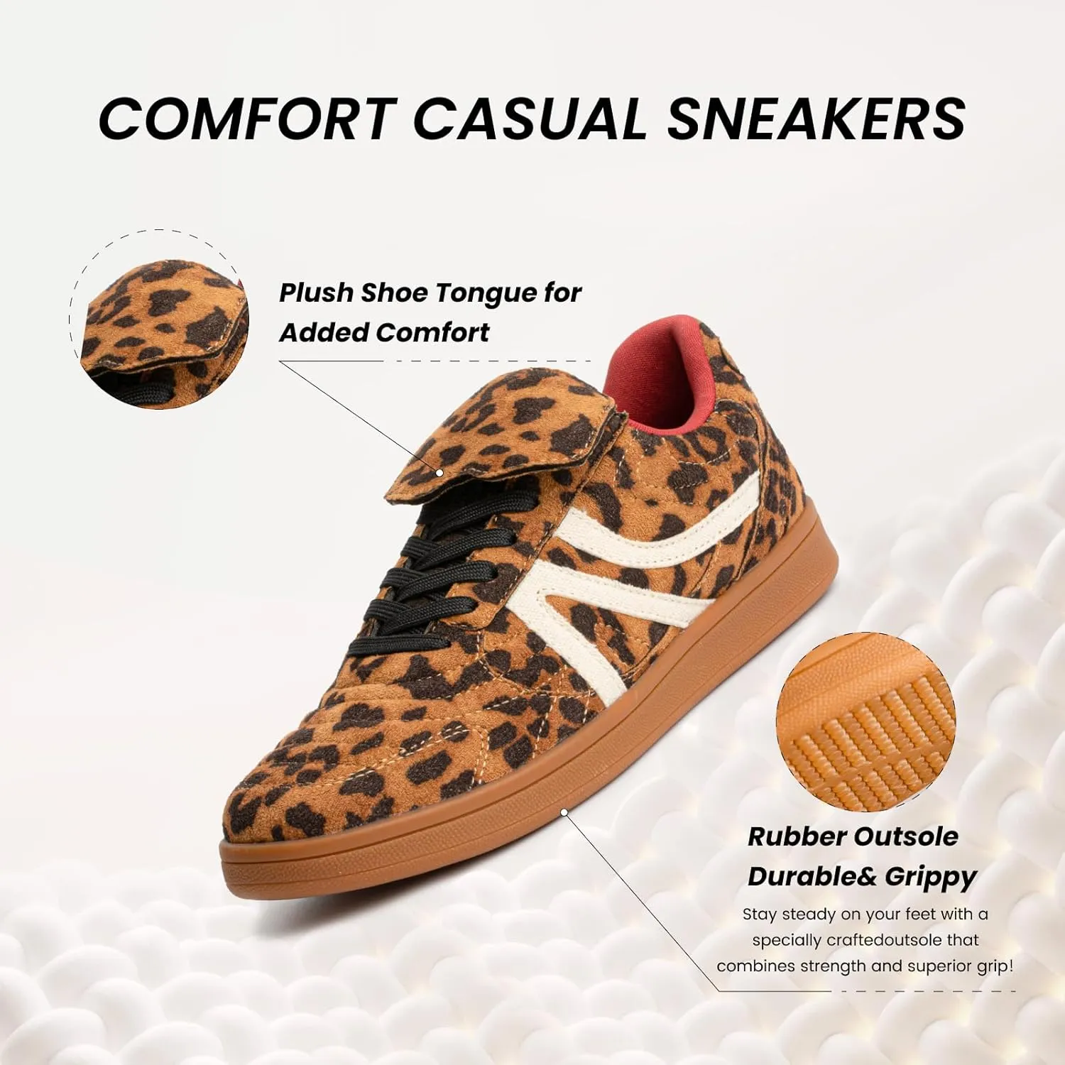 Rosella Carlie Sneakers for Women - Comfortable Casual Walking Tennis Shoes Non-Slip Shoes for Women - Lace-Up Fashion Sneakers Trendy Women's Footwear