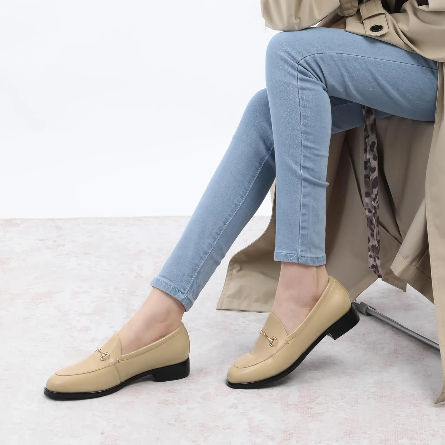 ROSERWISH Loafers for Women Flats Shoes Womens Penny Loafers Slip On Comfortable Office Work Flats Fashion Dress Shoes
