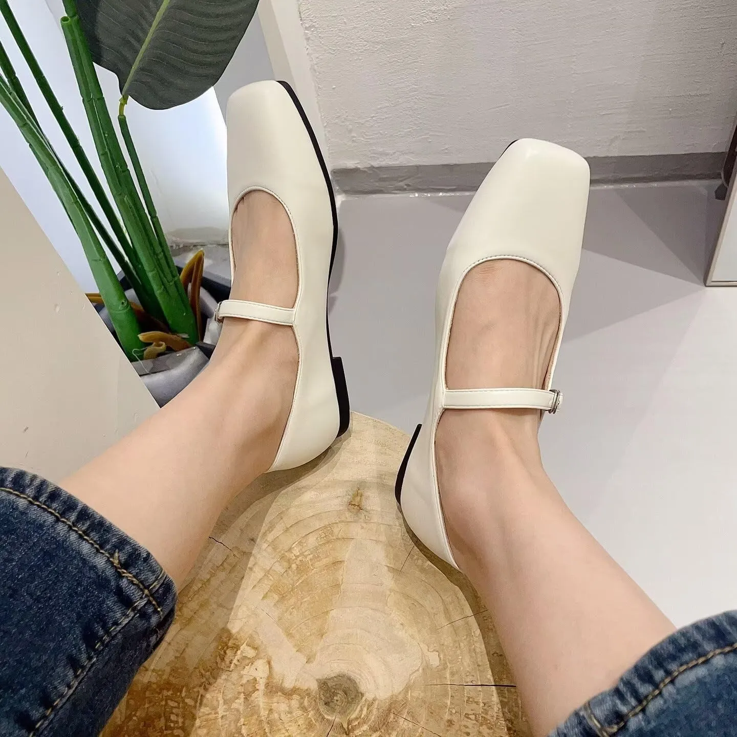 SAILING LU Mary Jane for Women Sqaure Toe Ballet Flats Strappy Low-Heels Stylish Comfortable Flat Shoes Cute Dress Wedding Shoes