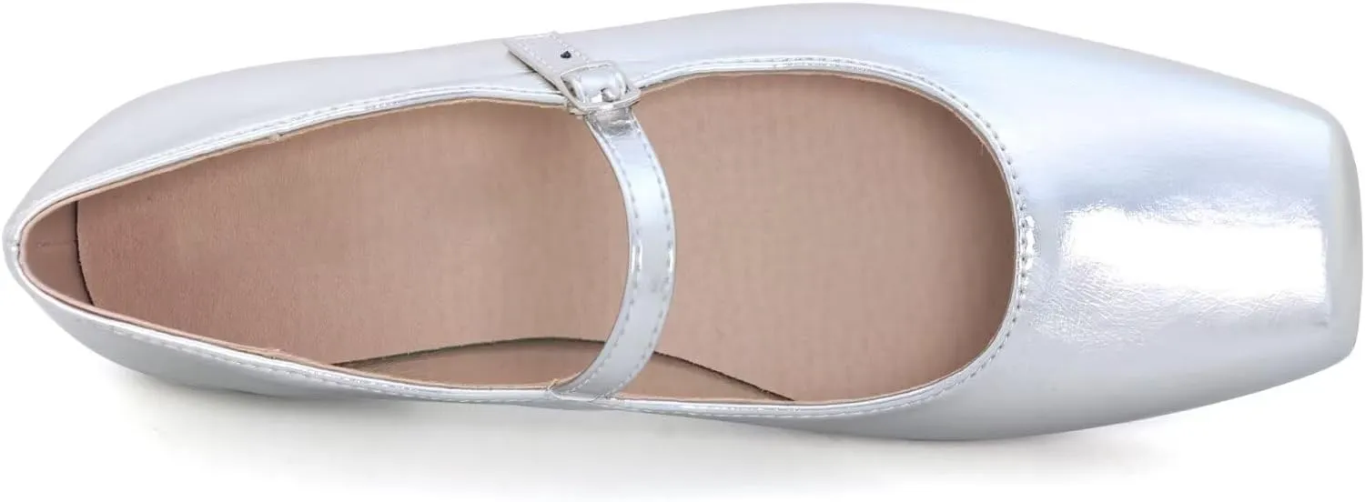 SAILING LU Mary Jane for Women Sqaure Toe Ballet Flats Strappy Low-Heels Stylish Comfortable Flat Shoes Cute Dress Wedding Shoes