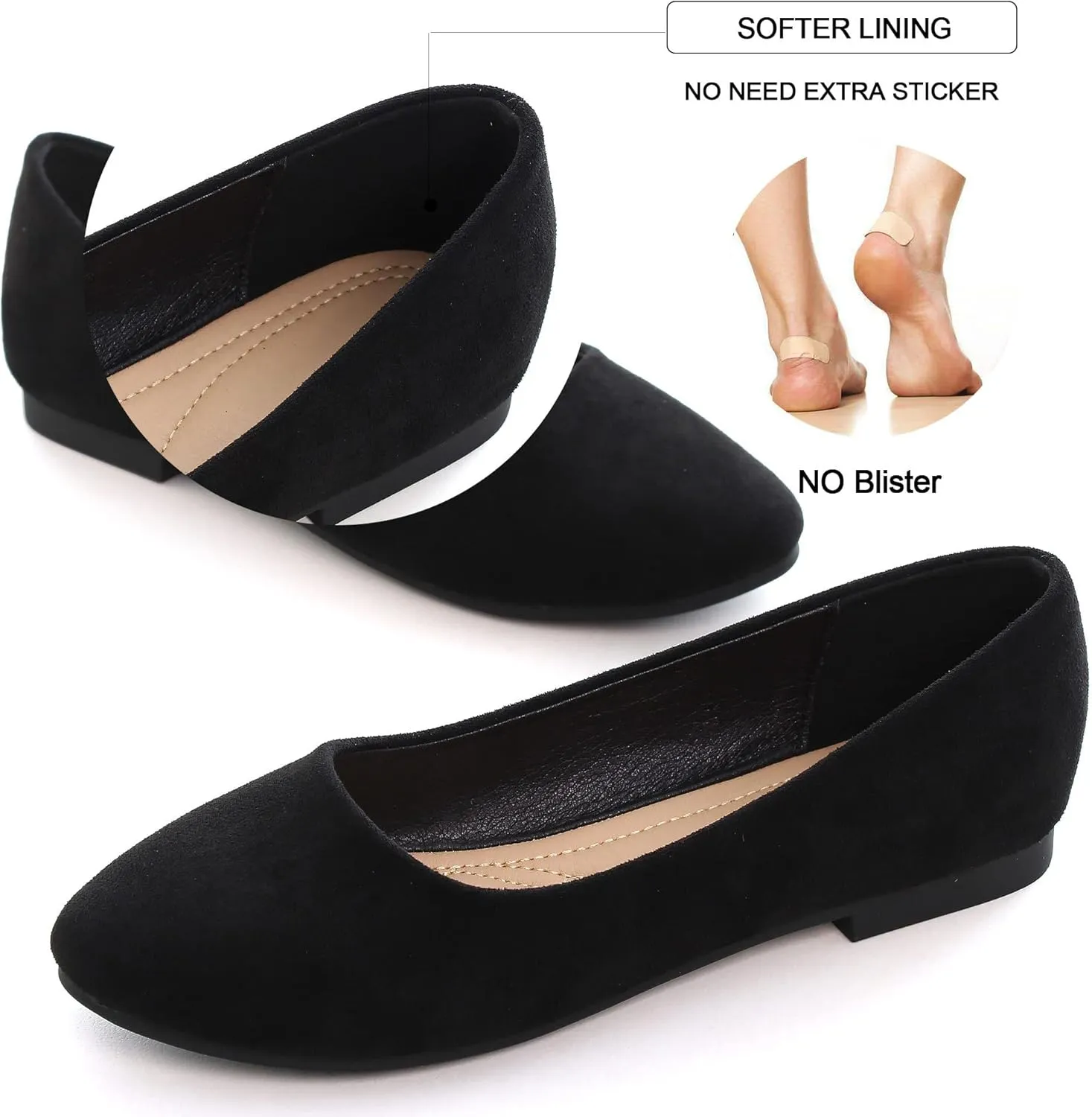 SAILING LU Pointy Toe Shoes Women Ballet Flats Comfort Solid Flat Shoes for Women Work Slip On Moccasins