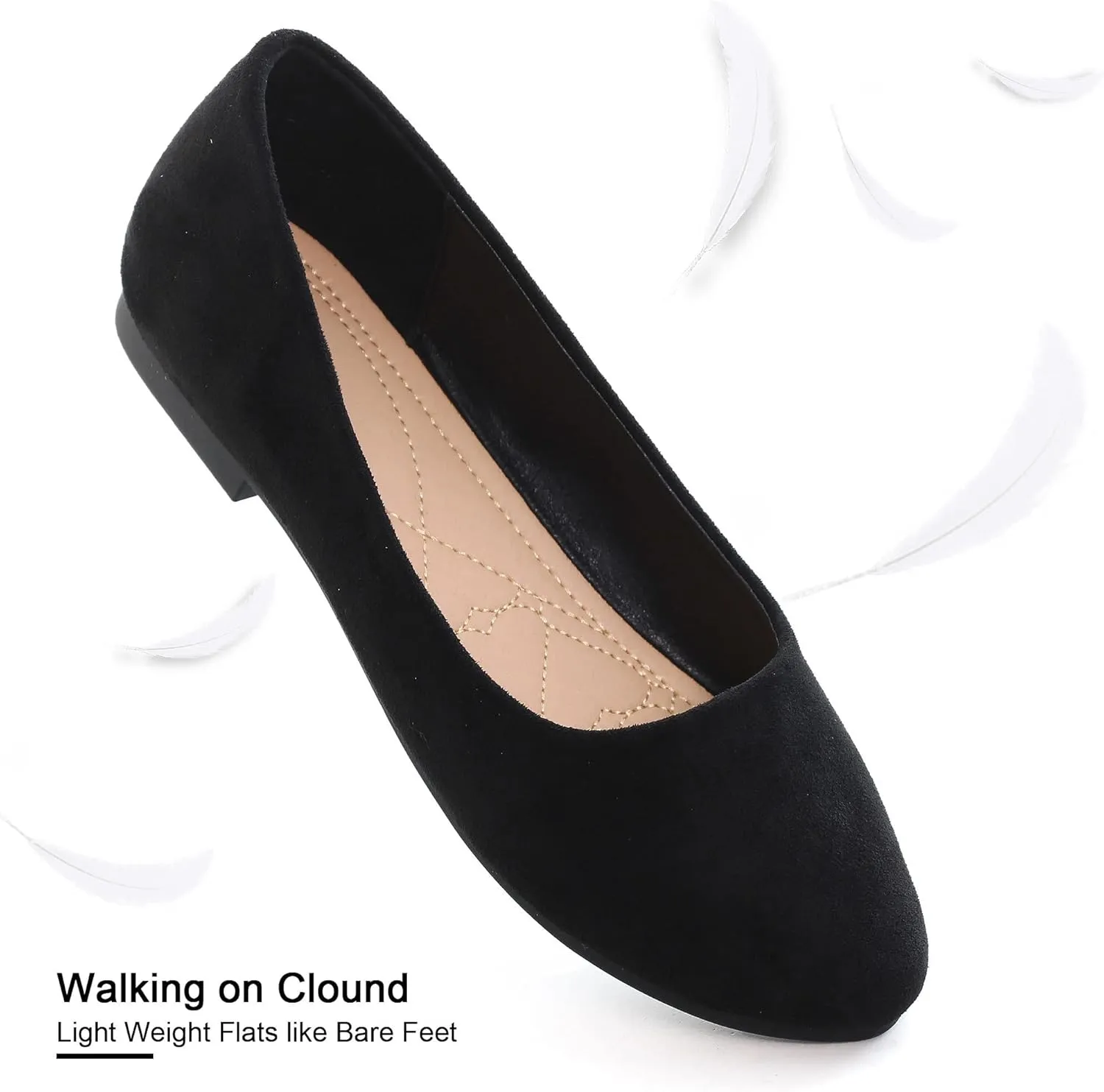 SAILING LU Pointy Toe Shoes Women Ballet Flats Comfort Solid Flat Shoes for Women Work Slip On Moccasins