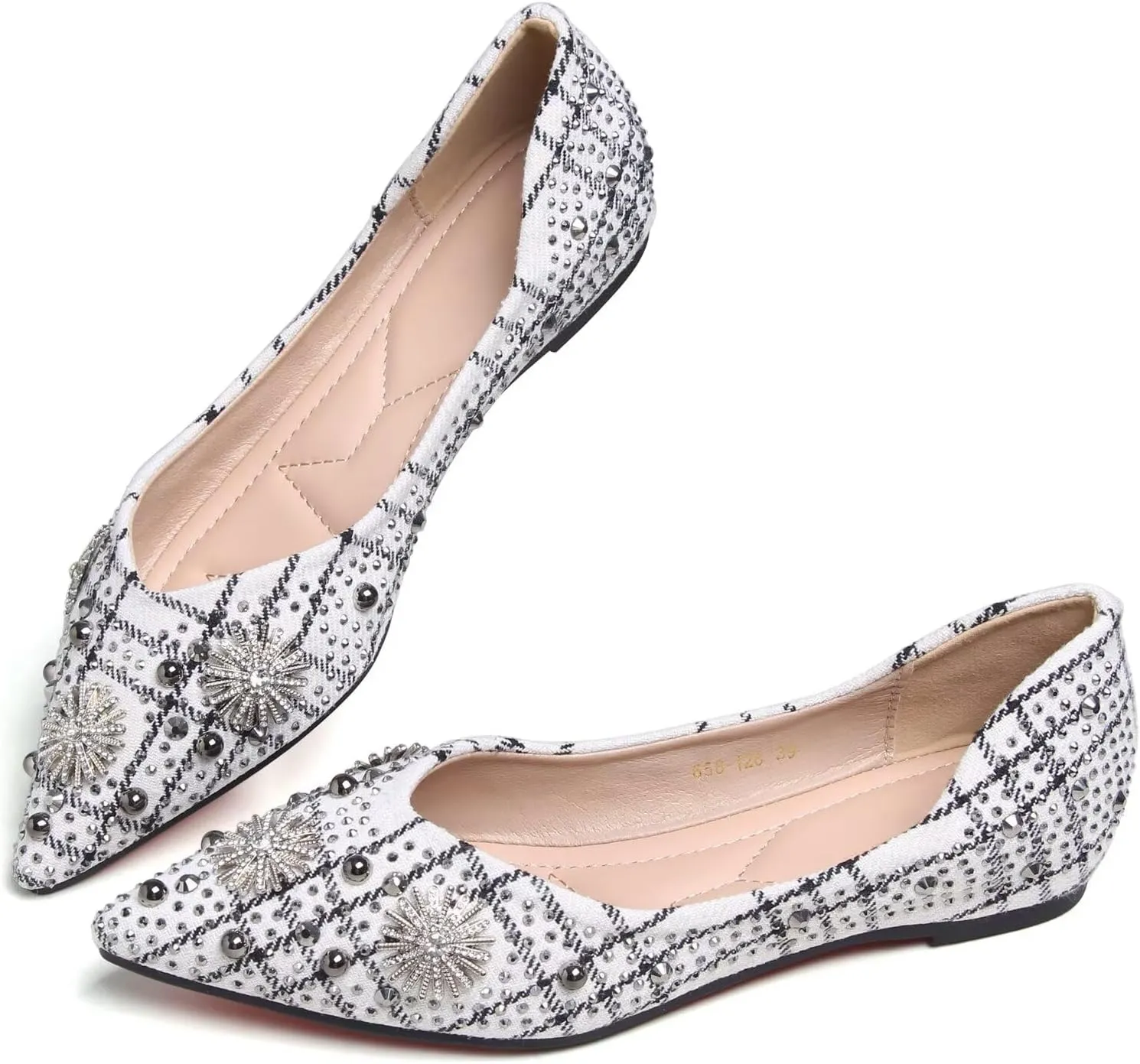 SAILING LU Women's Flats Shoes Sparkly Rhinestone Dressy Casual Slip ons Ballet Flats Floral Dress Shoes for Women Wedding Flats Comfortable