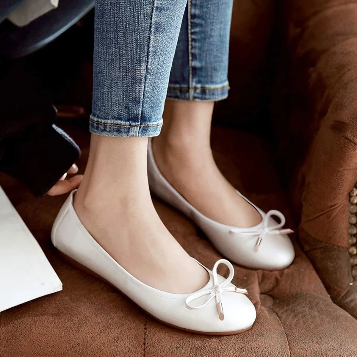 SAILING LU Women's Foldable Flat Shoes Portable Travel Ballet Flats Roll Up Slipper Shoes