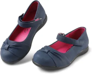 Samilor Mary Jane Shoes for Girls Comfortable Flats School Shoes for Girls Dressy Knot School Uniform Mary Jane Girls Flats Cute Girls Dress Shoes Navy Little Kid 2
