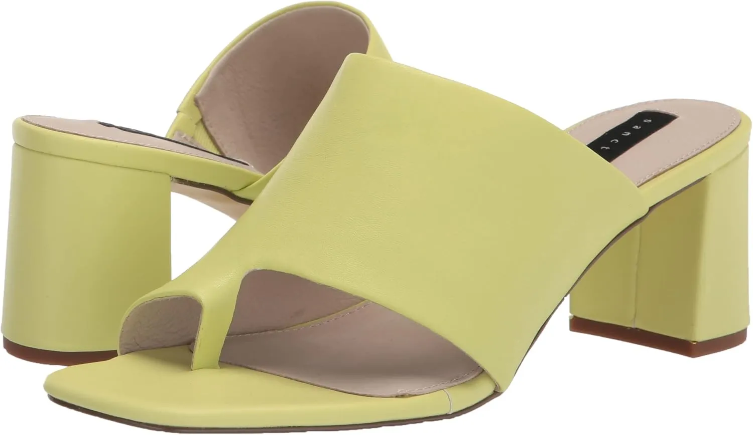 Sanctuary Women's Brave Toe Loop Flared Block Heel Sandals, Soft Calf Leather Upper, Memory Foam Padding