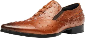 Santimon Casual Slip On Pointed-Toe Genuine Leather Alligator Patent Buttons Dress Loafers for Men Fashion Shoes Business Wedding Party Formal