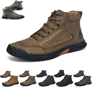 sawbehind mens boots,men's comfortable handmade leather boots, spacious toe box outdoor shoes,Boots Wide, Waterproof, Arch Support